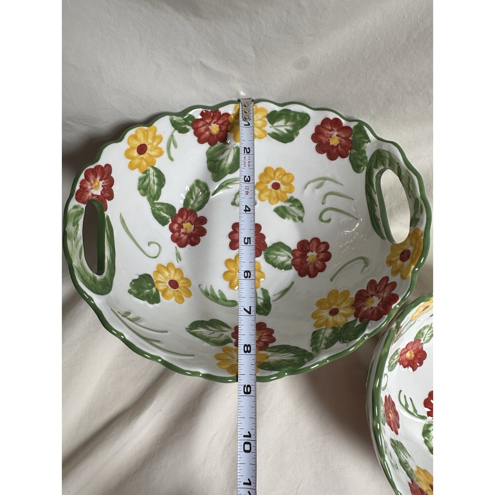 Temp-tations by Tara Floral Embroidery‎ Handled Nesting Serving Bowls Set of 2 - Picture 5 of 10